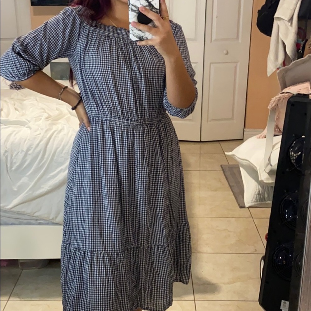 ADORABLE BLUE & WHITE PLAID DRESS